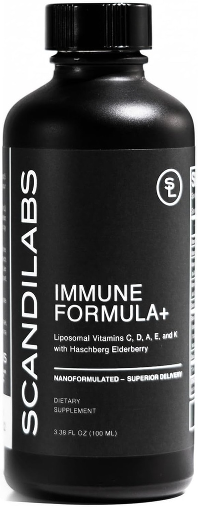 Immuun Formule+ 7-in-1 Liposomale Wellness Blend with Powerful Antioxidants, Vitamins C, D, A, E, K1, K2, and Elderberry 
