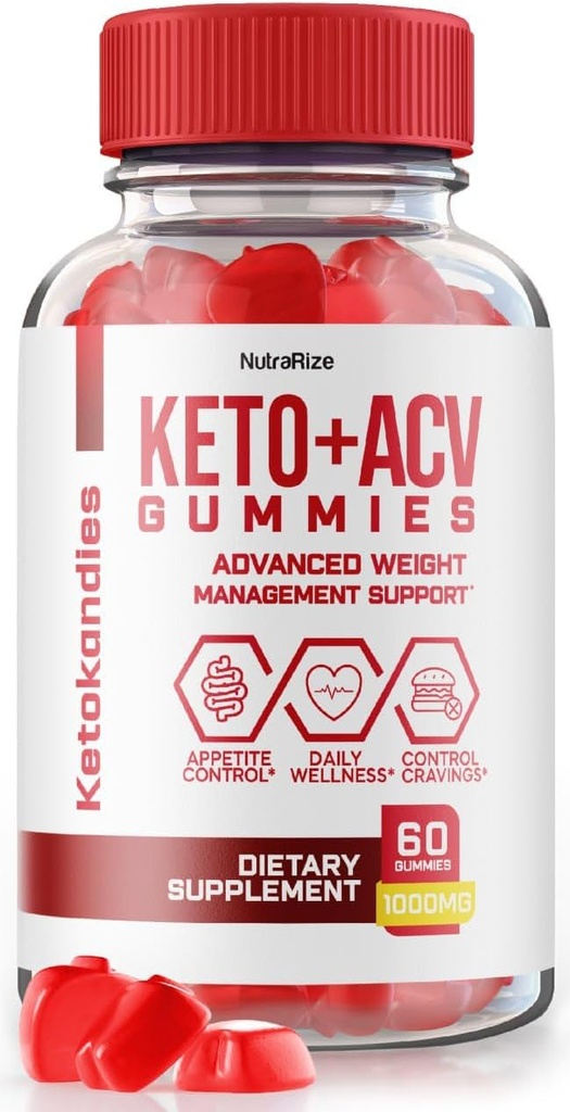 NutraRize KetoKandies Keto+ACV Gummies for Weight Loss, Maximum Strength Supplement, Gomitas Reviews (60 Gummies)