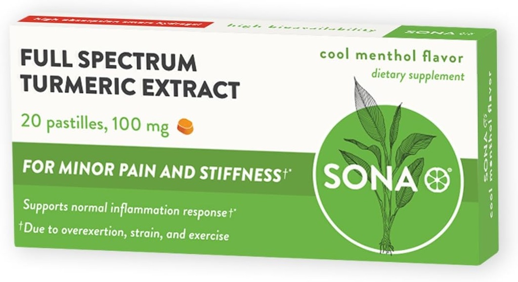 SONA Kurkumapastilles, oplossingen in de mond, 600% hogere absorptie van curcumine in vergelijking met capsules