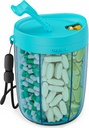 PULIV Large Pill Bottle Organizer, Supplement Organizer for Holding 6 Various Vitamins, Pill Box Case with Anti-Mixing & Wide Opening Design, Easy to Retrieve Meds and 20 Pcs Stick-on Labels, Blue