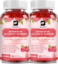 (2 Pack) 600 Mg Magnesium Glycinate Gummies, Magnesium Supplement Complex Magnesium Malate, Magnesium Citrate & Kalium, Ondersteunt Nacht & Gezamenlijk, Energie Boost, Vegan & 0-Sugar, Raspberry 120 Tel.