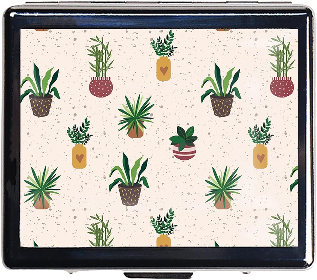 Zilveren Vintage Pill Box 7 Day Metal Pill Box met Spiegel en 8 Compartments Schattig Travel Pill Organizer voor Purse (Schattig Cactus)