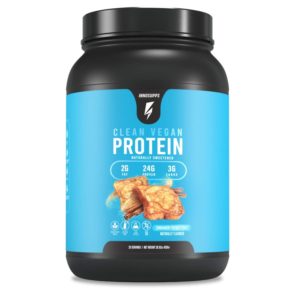 InnoSupps Clean Vegan Protein - Plant Based, Vegan, Natural, Geen kunstmatige zoetstoffen, Geen Gluten, Geen zuivel. Lactosevrij, Low Carbs, Low Fat, No Sugar Added, Soy Free, Non-GMO (Cinnamon French Toast)