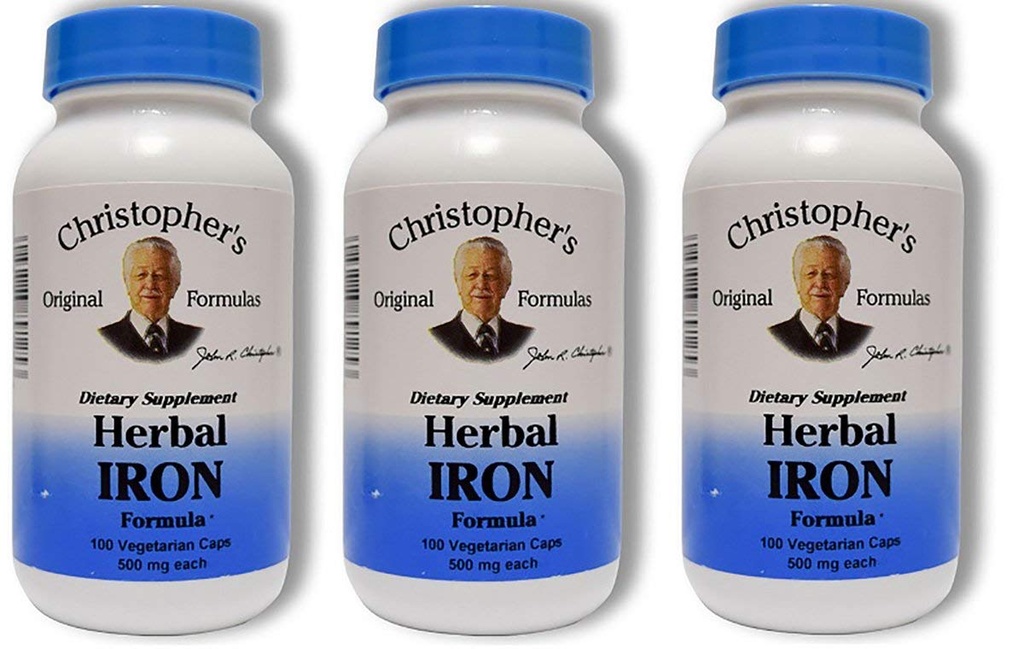 Christopher's Original Formulas Herbal Iron Formula, Natural Iron Support, 450 mg, 100 Vegetarische Capsules