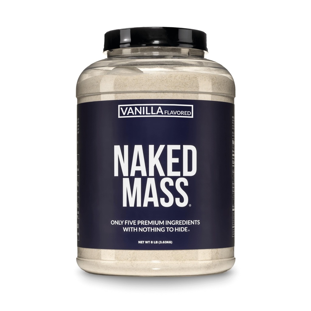 NAKED Vanille Mass - Alle natuurlijke Vanille Weight Gainer Proteïne Poeder - 8lb Bulk, GGO-vrij, Glutenvrij en sojavrij, Geen kunstmatige ingrediënten - 1.260 Calorieën - 11 porties