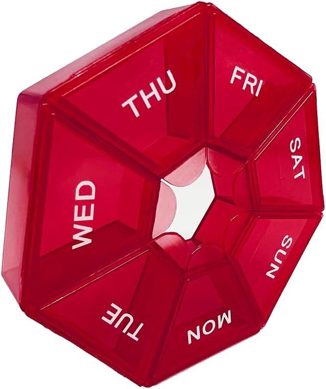 Red Daily Pill Organizer - 7 dagen, 1 keer per dag, Travel Pill Case
