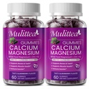 Calcium Magnesium Zink Gummies met hoge absorptie Magnesium Glycinate 200mg, Kalium -Plat Calcium Supplement w/D3 & Sea Moss for Bone, Muscles, Calm Mood & Slaap Ondersteuning- Kinderen & volwassenen (2 Pack)