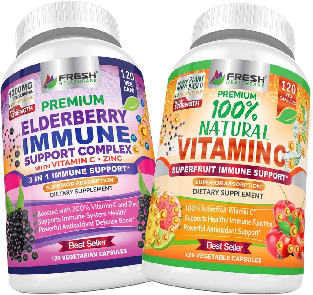 Vlierbessen Immune Ondersteuning en natuurlijke vitamine C - Bundel