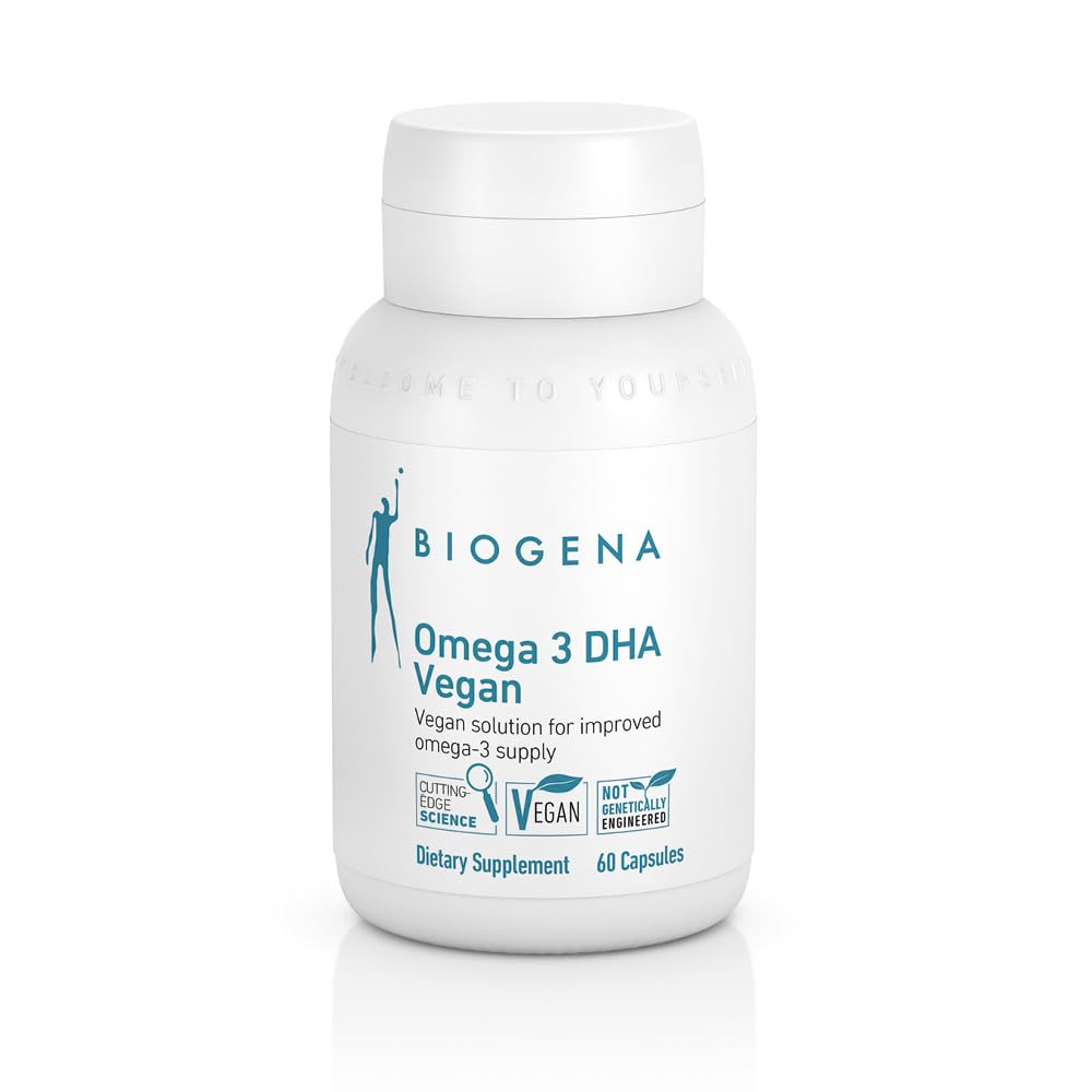 Biogena Omega 3 DHA Veganistisch: Plant Based Supplement van Algenolie voor verbeterde Omega-3 Supply (60 capsules een per dag)