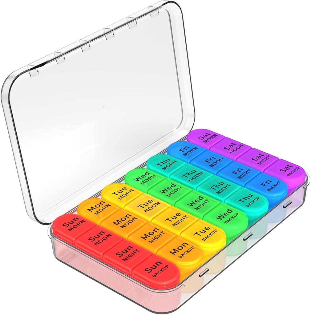 Daviky Weekly Pill Organizer 4 Times a Day, Pill Box 7 Day, Medicine Organizer Portable for Travel with Removable Individual Pill Case Pill Container to Hold Daily Vitamin, Supplement and Medication