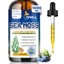 Sea Moss Drops, Irish Liquid Sea Moss Gel Supplement met Black Seed Oil, Shilajit, Elderberry, Burdock Root, Spirulina, Bladderwrack voor Digestie Gezondheid, Non-GMO, 2 Fl Oz