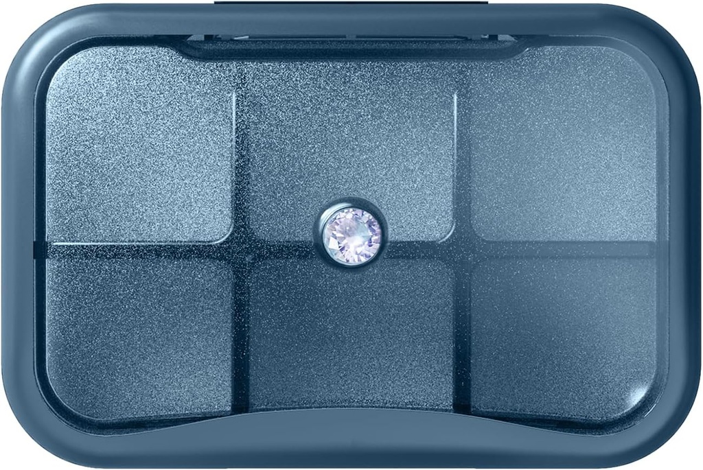 6 Compartiment Reizen pil Organisator, Kleine pil Box voor portemonnee, Pocket Daily Pill Case Portable Medicine Pill Container, Wekelijkse Vitamine houder Organisator (Blauw met Rhinestone)