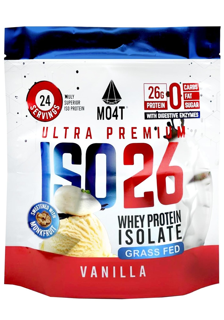 ISO26 Grass Fed Wei Proteine Isoleer zonder kunstmatige zoetstoffen. Natuurlijk gezoet met monniksfruit, 1,6 pond, 24 porties, melkchocolade (Iso 26 Pouch Vanille)