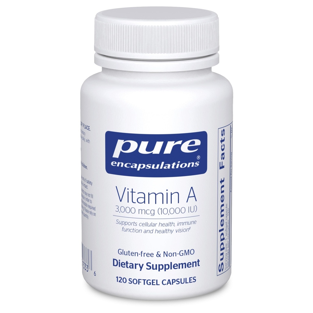 Pure Encapsulations Vitamine A - 3.000 mcg - van kabeljauwleverolie - Immune & Vision Support* - Vitamine A Palmitate Supplement - Non-GMO - 120 Softgel Capsules