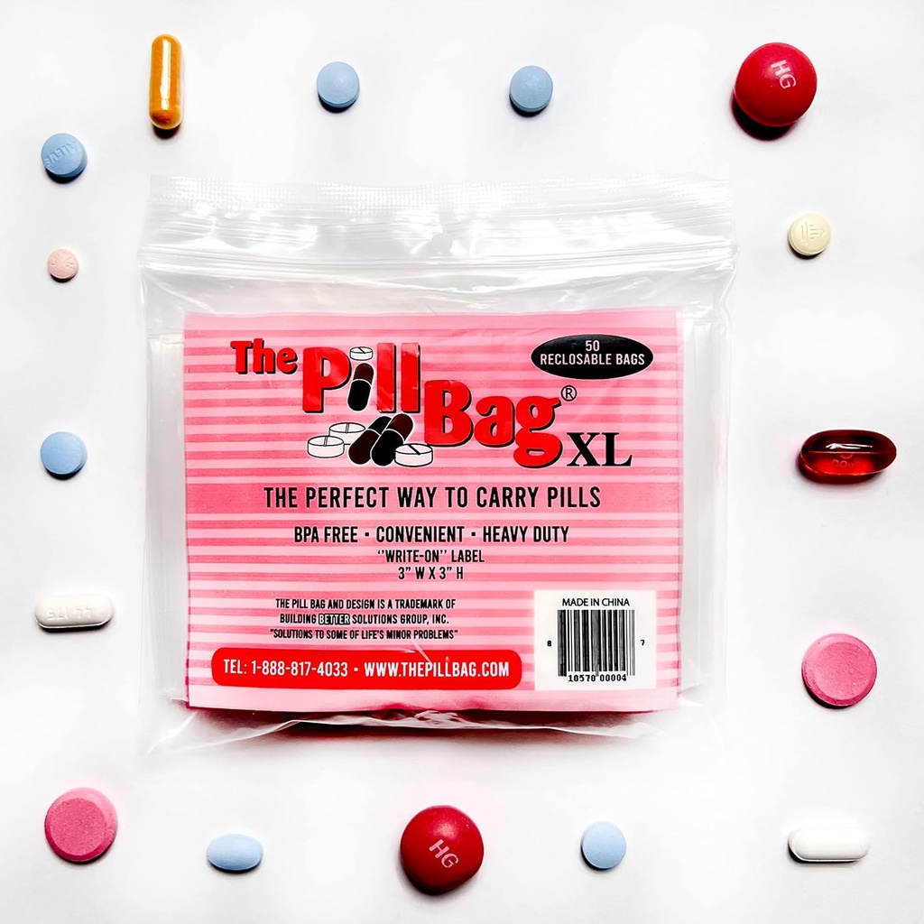 Medicine Pillen Organisator, Labels voor AM/PM, Hersluitbaar, Draagbaar, Wegwerpbare zakjes voor Geneeskunde, Vitaminen, Gummies,Plastische Pillen Tassen voor Reizen, Wandelingen XL Grootte 