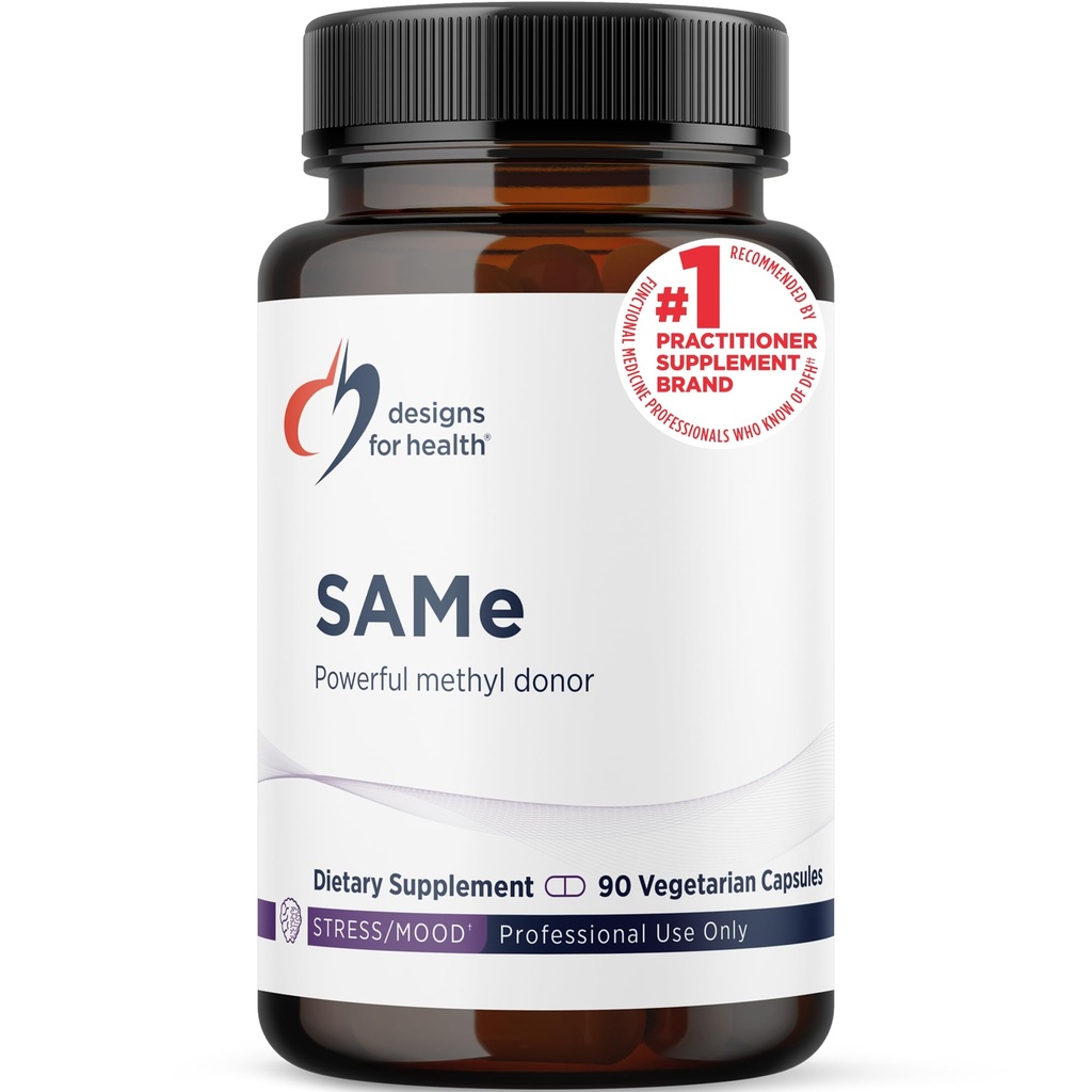 Designs for Health Same Capsules with B6, B12 + 5-MTHF - 200mg S-Adenosylmethionine Supplement with 5-MTHF (Folaat) + Vitamine B12 - Non-GMO + Glutenvrije (90 capsules)