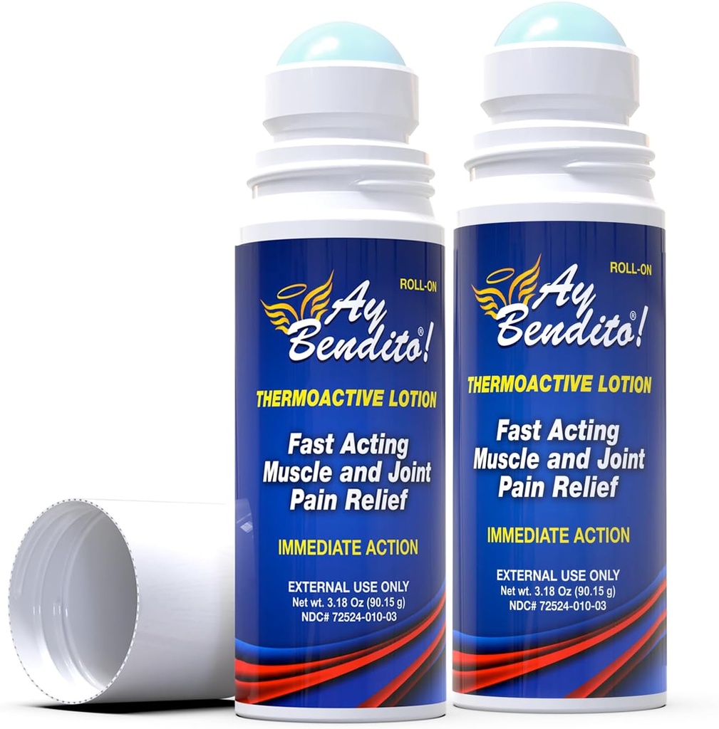 Ay Bendito! Thermoactieve Lotion voor snellere pijnverlichting op gewrichten en spierfunctie - 3,18 oz Roll-on - Two Pack