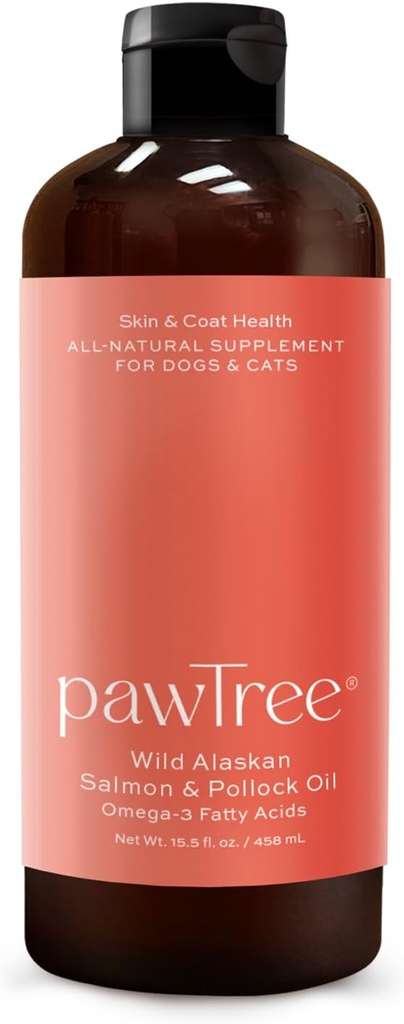 PawTree Salmon Oil-Dog en Cat Fish Oil Supplement-Ideaal voor buitensporige vergieten controle, seizoensgebonden allergieën, jeuk verlichting, droge, geïrriteerde huid. Met meer dan 15 hart-gezonde Omega-3 & Omega-6 vetzuren.