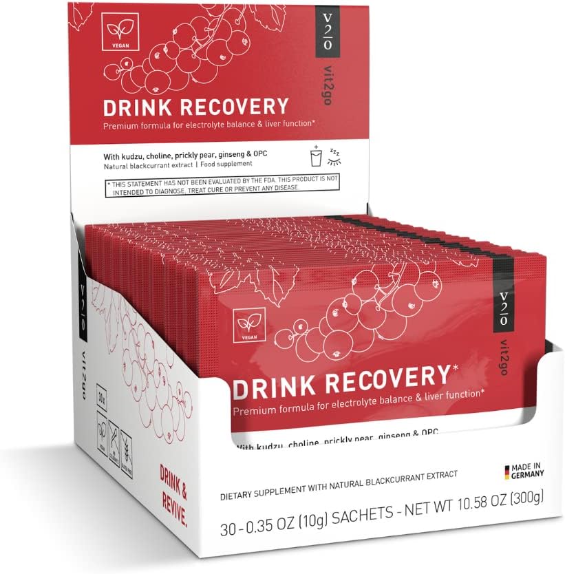 Drink recovery Electrolytes Poeder met vitamines, Vegan Electrolyte Packets voor hydratatie en lever detox, zwarte bessen smaak (30 Sachets)
