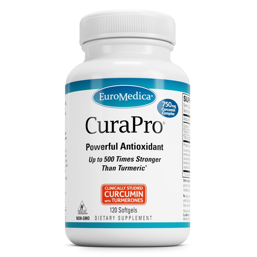 EuroMedica CuraPro - Antioxidant Supplement for Brain & Heart Health Support - Dieetsupplement met high-Potency Curcumin Complex - Nier-, lever- en immuungezondheidssteun - 120 Softgels