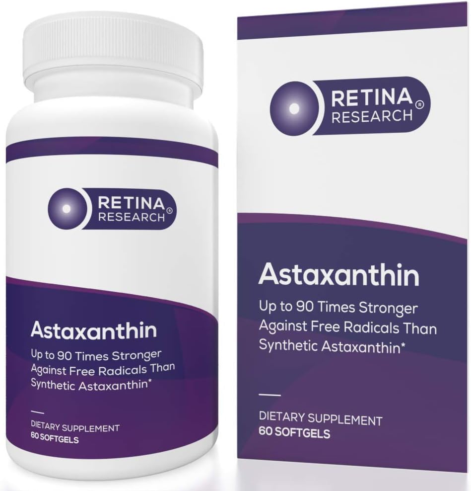 Natuurlijke Astaxanthine Oog Vitamine 10mg - Supplementen ter ondersteuning van de gezondheid van het oog - tot 90 keer sterker dan synthetische - samengesteld door artsen - 3rd Party Certified - 60 Softgels