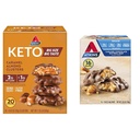 Atkins Caramel Almond Clusters, Glutenvrij, Hoog in vezels, 1g Suiker, 2g Net Carb, Keto vriendelijk, 20 Graaf & Caramel Chocolate Nut Roll Snack Bar, Proteïne Snack, Hoog in vezels, 2g Suiker, 16 Tellen