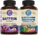 Pure Saffron Extract & Advanced Joint Support Bundle (Elke fles). Ondersteunt Mood, Energy Boost, Metabole functie, en Joint Health. USA Made.