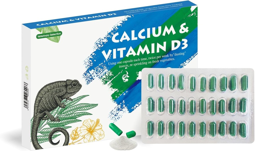 Calcium Reptiel Supplement met Toegevoegd Vitamine D3,Ideaal voor Bearded Dragons, Turtles & Meer