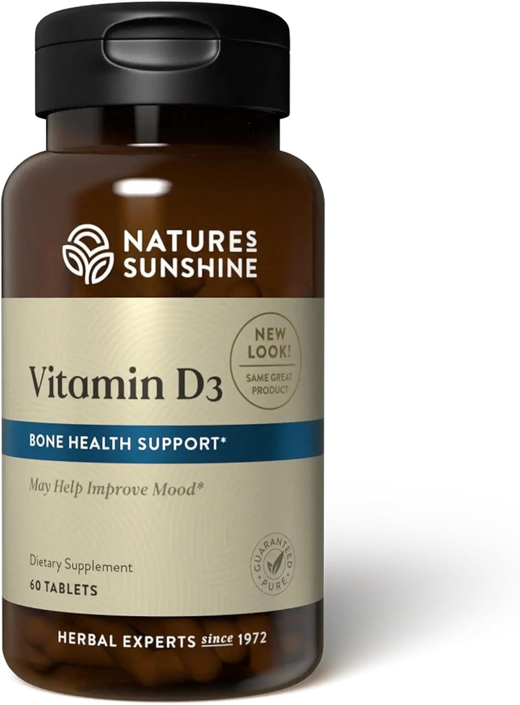 Nature's Sunshine Vitamin D3, 60 Tablets | Supports Bone Health, Contributes to Overall Health, and May Improve Mood