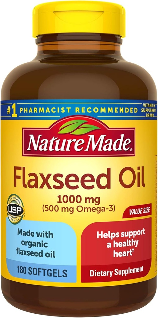 Vlaszaadolie 1000 mg Softgels, 180 Graaf voor Hartgezondheid
