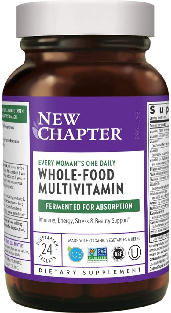 Nieuw hoofdstuk Every Woman's One Daily, Women's Multivitamine Fermented with Probiotics + Iron + B Vitaminen + Vitamine D3 + Organic Non-GMO Ingrediënten, 24 Tellen