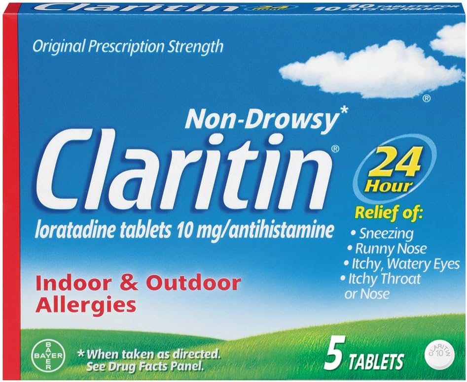 Claritine 24 uur Non-Drowsy Allergie Tabletten,10 mg, 5 tellen (708164)