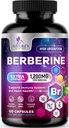Berberine HCL 1200mg Supplement - Berberine HCI Capsules Hoge Absorptie Supplement voor Hartgezondheid en Immune Ondersteuning, Hoge Sterkte, Glutenvrij, Veganistisch, Non-GMO Pillen - 120 Veggie Capsules