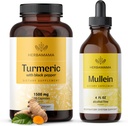 HERBAMAMA Kurkuma en Mullein Leaf Kit - bundel van 1500 mg Kurkuma Capsules & Mullein Leaf Extract Tinctuur - Veganistisch, niet GGO, suiker & alcoholvrije - 2 Pack