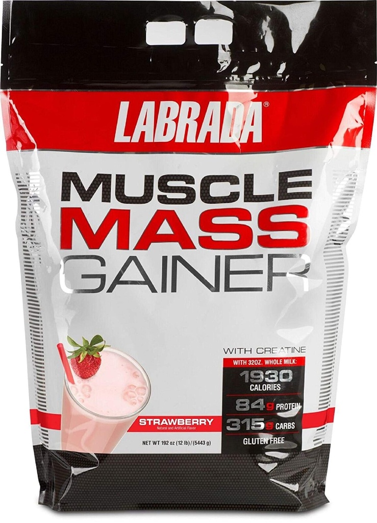 Labrada Nutrition Muscle Mass Gainer, Aardbei, 12 pond