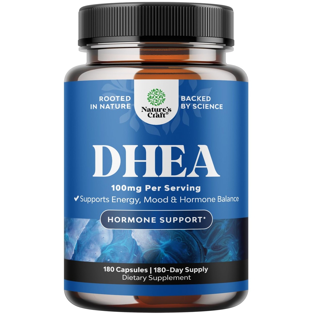 DHEA Supplement for Women & Men - Pure DHEA 100mg for Hormone Balance, Improves Mood Stability, Brain Function, Immune System, Energy & Fertility - Dehydroepiandrosteron Capsules for Adults - 180 Ct