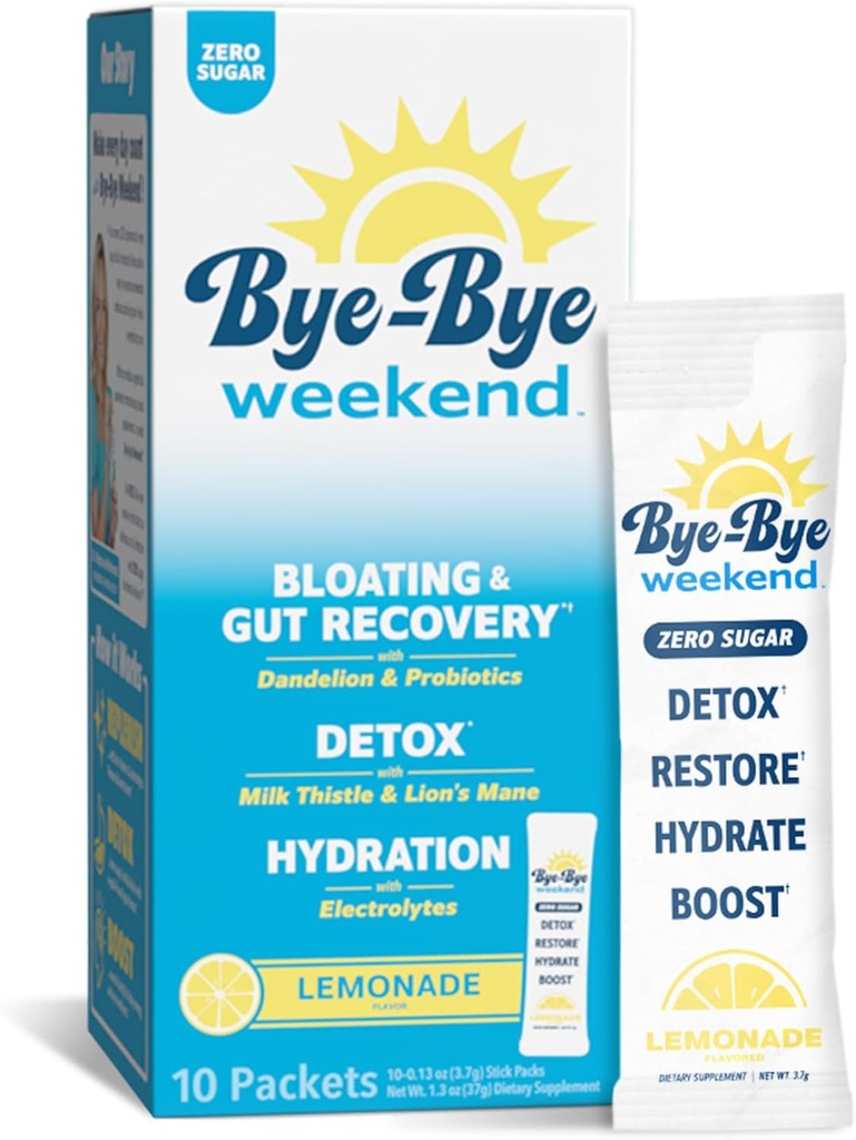 Detox Drink Mix w/Electrolytes - for Bloating, Recovery, Fatigue, Brain Fog - Probiotics, Lion