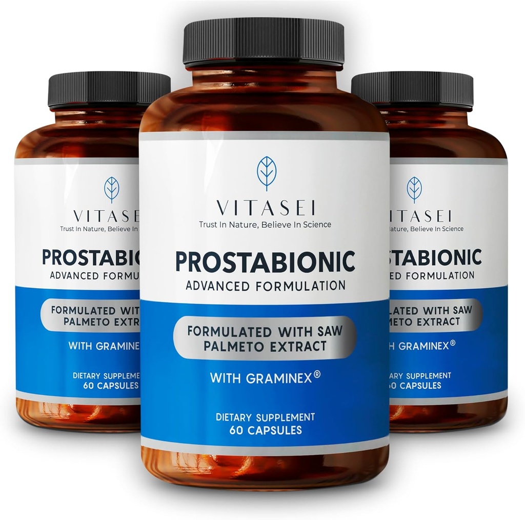 VITASEI Prostabionic met Graminex, Saw Palmetto, Pygeum Africanum - Bladder Control en Prostaat Supplementen voor mannen - 60 Capsules (pakket van 3)