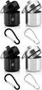 Draagbare sleutelhanger pil houder geval voor Ronde Glucose tabletten & kritische geneeskunde - Discrete waterdichte sleutelhanger pil container drager met sterke karabijnen - Aluminium Legering Pill Fob Box - 4 Pack