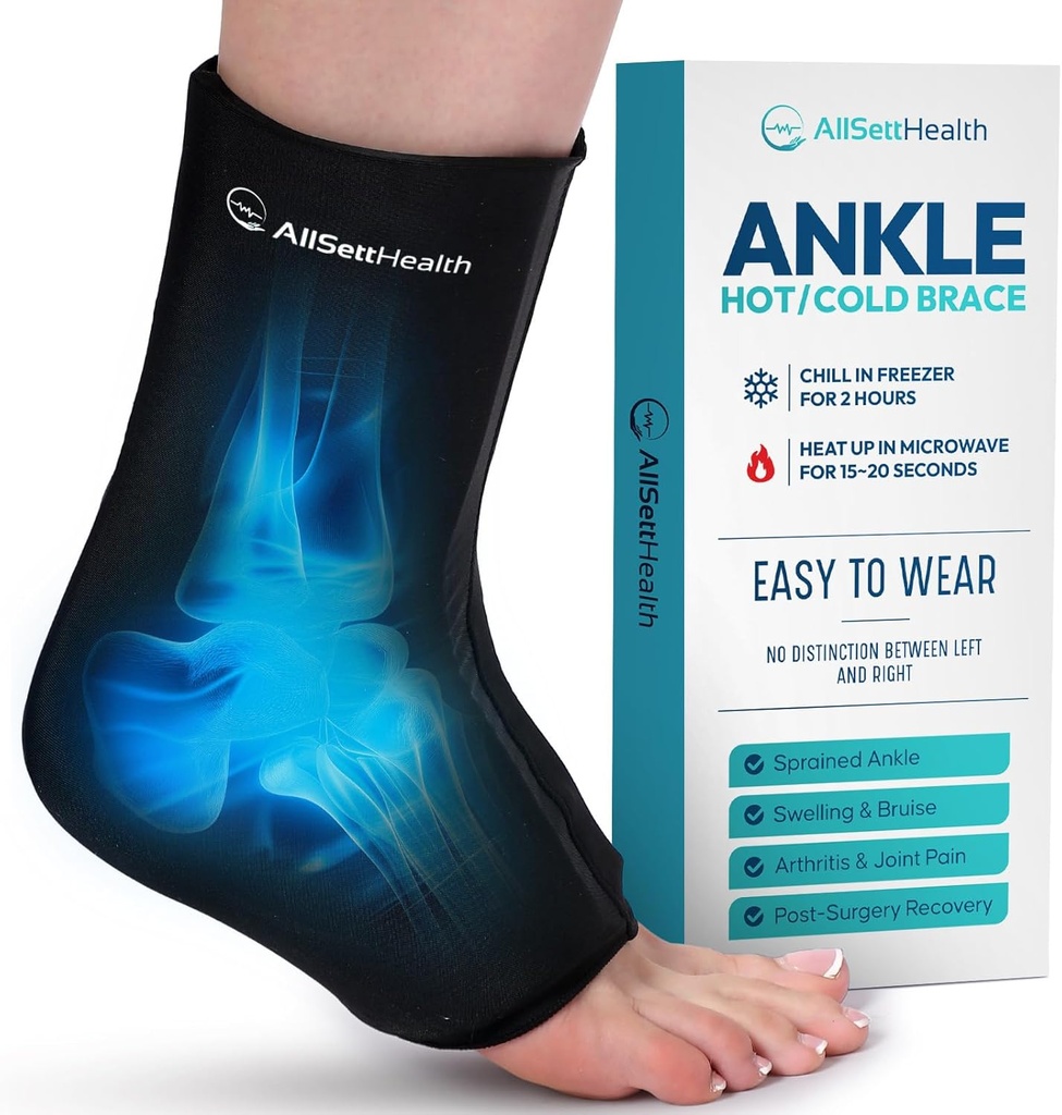 Enkel Ice Pack Wrap for Swelling - Hot/Cold Therapy Ice Wrap for Foot Pain Relief, Heel Pain Relief, Plantar Fasciitis, Achilles Tendonitis Relief, Verwrongen enkelcompressie, (Large/XL)