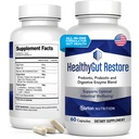 HealthyGutSupport+ - Gut Health and Immunity Ondersteuning met Prebiotica, Probiotica en Digestieve Enzymen voor Digestie en Absorptie - 60 Doctor-Formulated Mtomach Health Capsules
