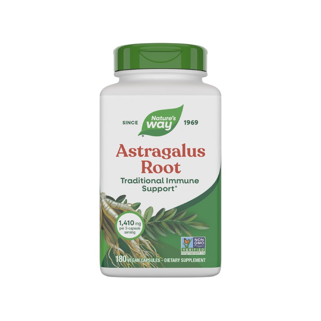 Nature's Way Astragalus Root, Traditional Immune Support*, 1,410 mg per 3-Capsule Serving, Non-GMO Project Verified, Vegan 180 Capsules (Verpakking mei Vary)