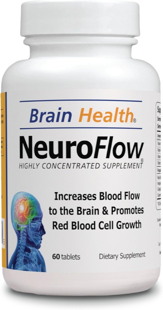Neuro Flow - Oxygenates Your Brain - Brain Health 60 Tablets - Highly Concentration Supplent - Dieetsupplement