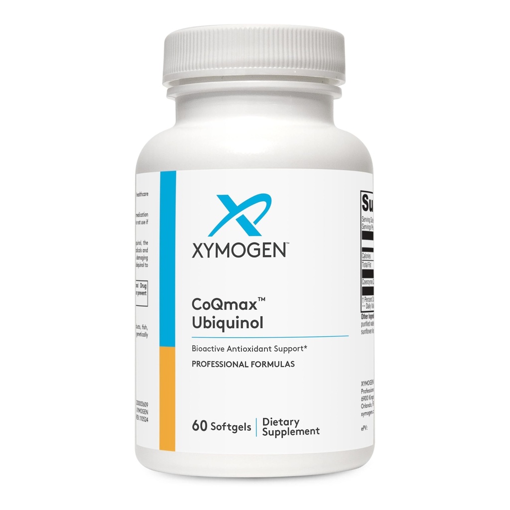 XYMOGEN CoQmax 200mg CoQ10 ubichinol - Gepatenteerde, gestabiliseerde vorm - Co-enzym Q10 voor antioxidant, Cognitive + Heart Health Support (60 Softgels)