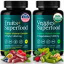 100% biologisch fruit en groenten Supplement (USDA Organic - Made in USA) 180 krachtige vruchten en plantaardige capsules voor energie Boost & Daily Fruit en plantaardige vitaminen - Veganistisch, niet-GMO, Glutenvrije