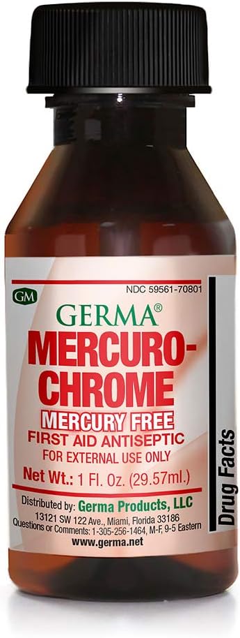 Germa Mercuro-chroom Mercurius Gratis Eerste Hulp Antiseptisch vloeibaar 1 oz