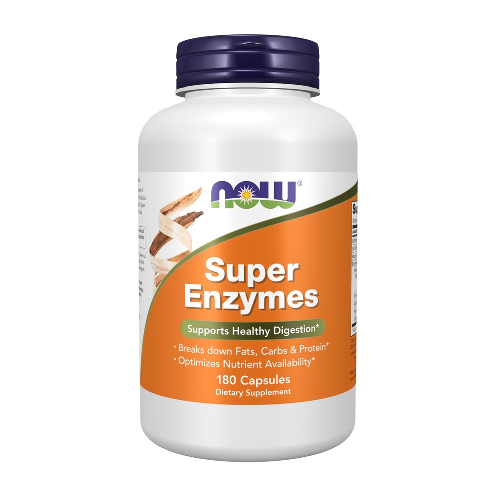 NOW Foods Supplements, Super Enzymes, samengesteld met Bromelain, Ox Bile, Pancrean en Papain,180 Capsules
