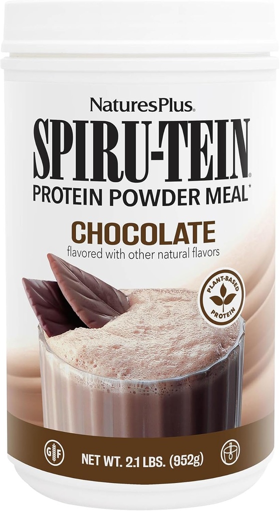 NaturesPlus SPIRU-TEIN, Chocolate - 2,1 lb, Pack of 2 - Plant-based Proteine Shake - Non-GMO, Vegetarisch, Glutenvrij - 68 Totaal porties