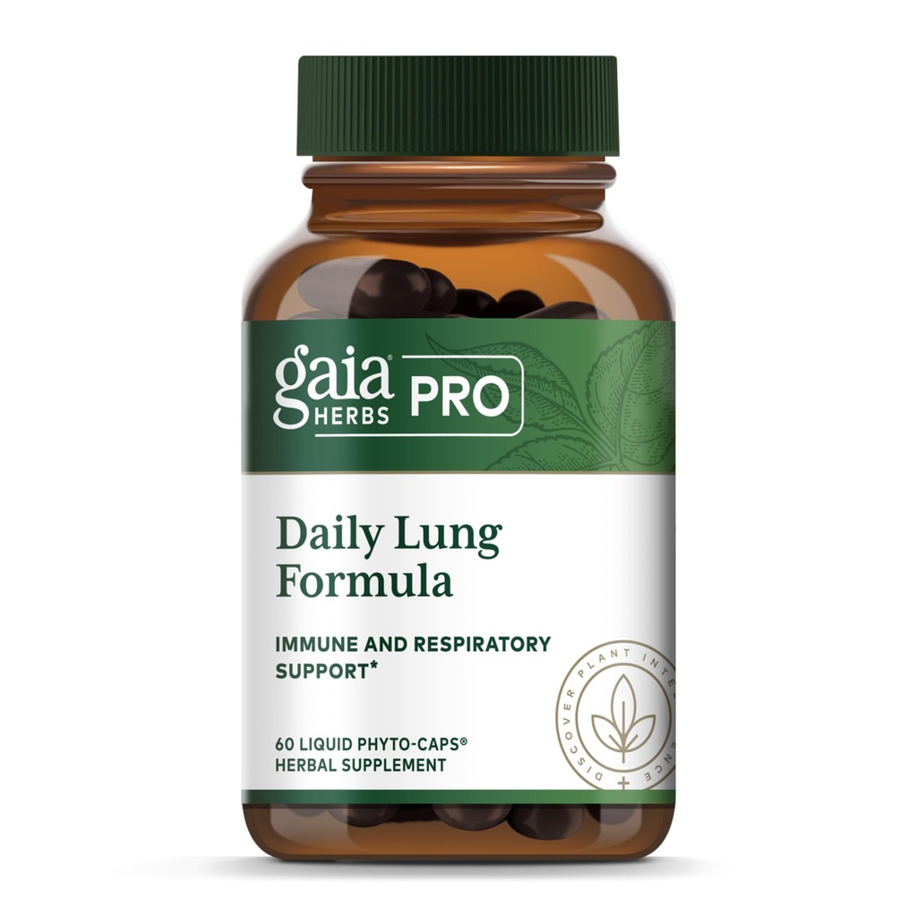 GAIA HERBS PRO Daily Long Formula - Respiratory Health Support* - Immune Supplement with Mullein Leaf, Marshmallow Root & More - Veganistisch, Glutenvrij, Soy-Free - 60 Liquid Phyto-Caps (60 Serves)