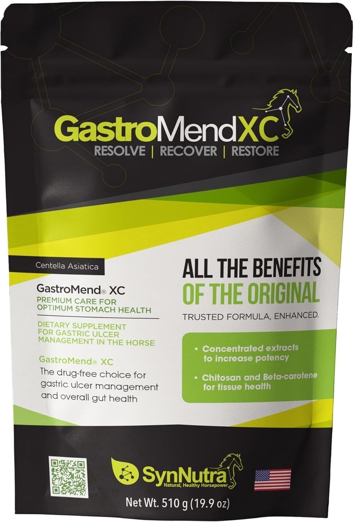 GastroMend XC, 100% Natuurlijke Equine Maag Gezondheid voor paarden, bevordert genezing en preventie van maag-ulcers, zeer krachtig en effectief, ondersteunt maag- en hindgut gezondheid, 30 porties, Made in USA